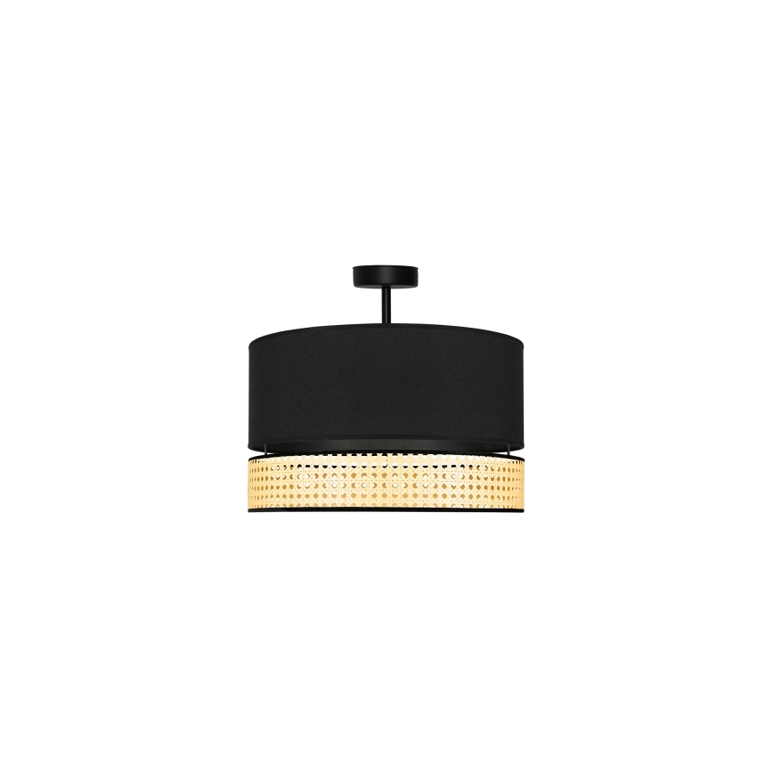 Duolla - Припотолочная люстра DOUBLE RATTAN 1xE27/15W/230V диаметр 40 см черный/бежевый