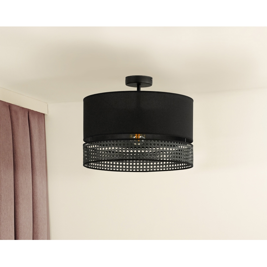 Duolla - Припотолочная люстра DOUBLE RATTAN 1xE27/15W/230V диаметр 40 см черный