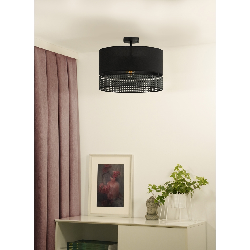 Duolla - Припотолочная люстра DOUBLE RATTAN 1xE27/15W/230V диаметр 40 см черный