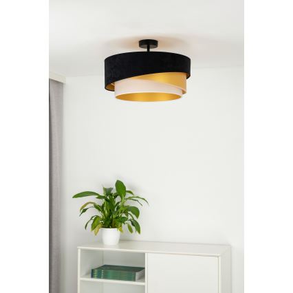 Duolla - Припотолочная люстра KOBO 1xE27/15W/230V диаметр 45 см черный/золотистый/кремовый