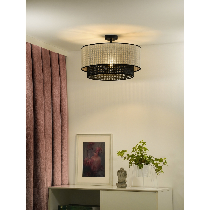 Duolla - Припотолочная люстра RATTAN YUTE 1xE27/15W/230V диаметр 45 см кремовый/черный