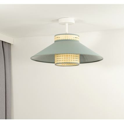 Duolla - Припотолочная люстра RIO RATTAN 1xE27/15W/230V диаметр 45 см зеленый/ротанг