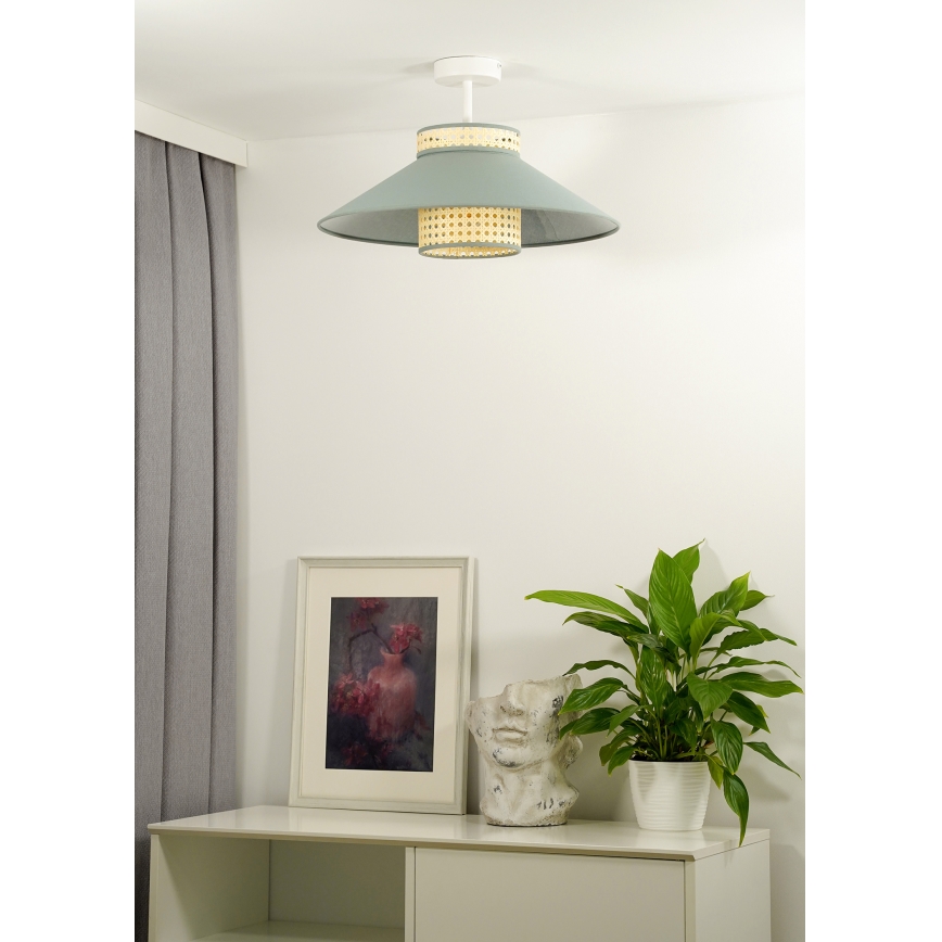 Duolla - Припотолочная люстра RIO RATTAN 1xE27/15W/230V диаметр 45 см зеленый/ротанг