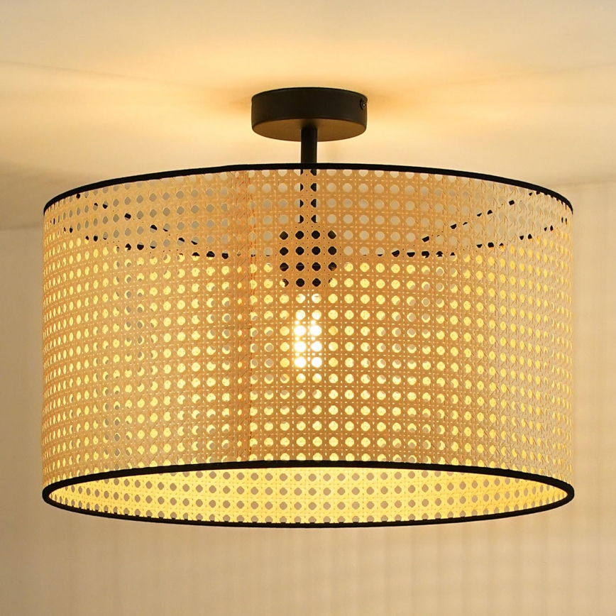 Duolla - Припотолочная люстра ROLLER RATTAN 1xE27/15W/230V диаметр 45 см бежевый/черный