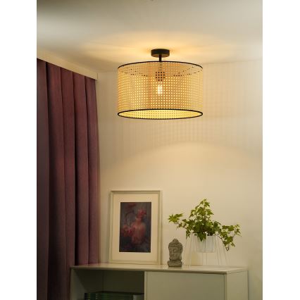 Duolla - Припотолочная люстра ROLLER RATTAN 1xE27/15W/230V диаметр 45 см бежевый/черный
