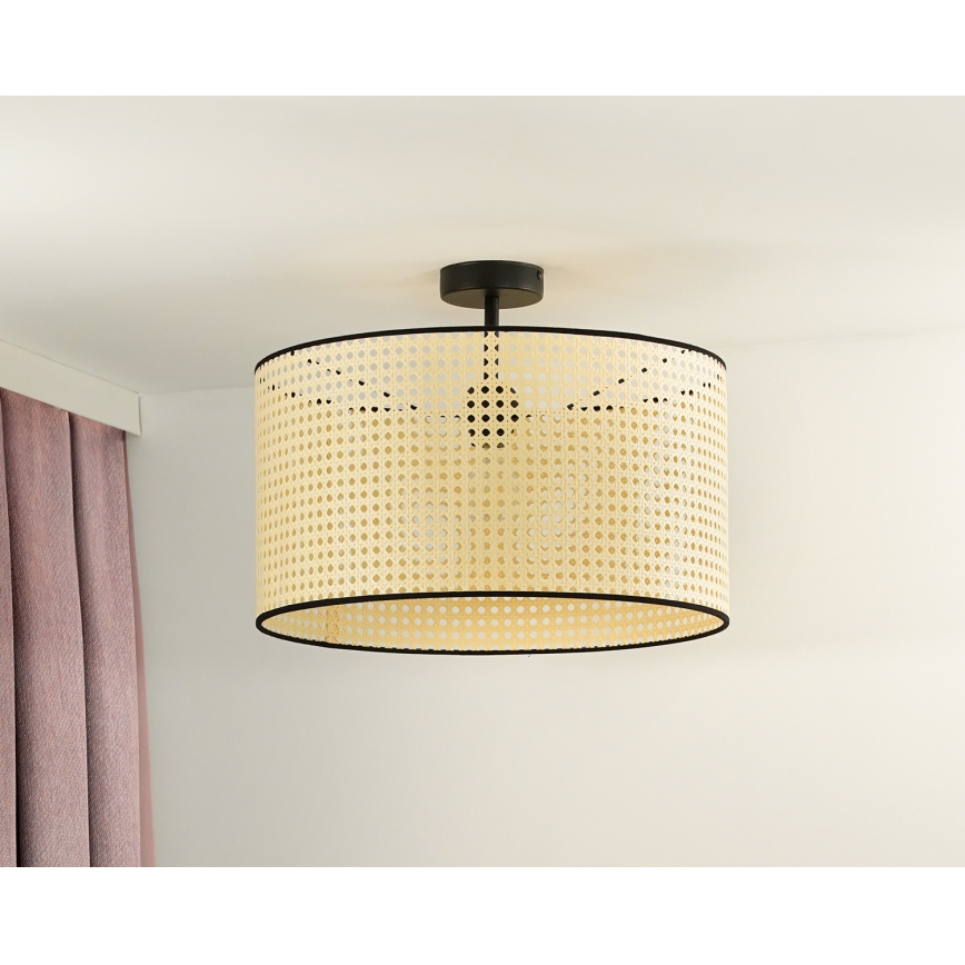 Duolla - Припотолочная люстра ROLLER RATTAN 1xE27/15W/230V диаметр 45 см бежевый/черный
