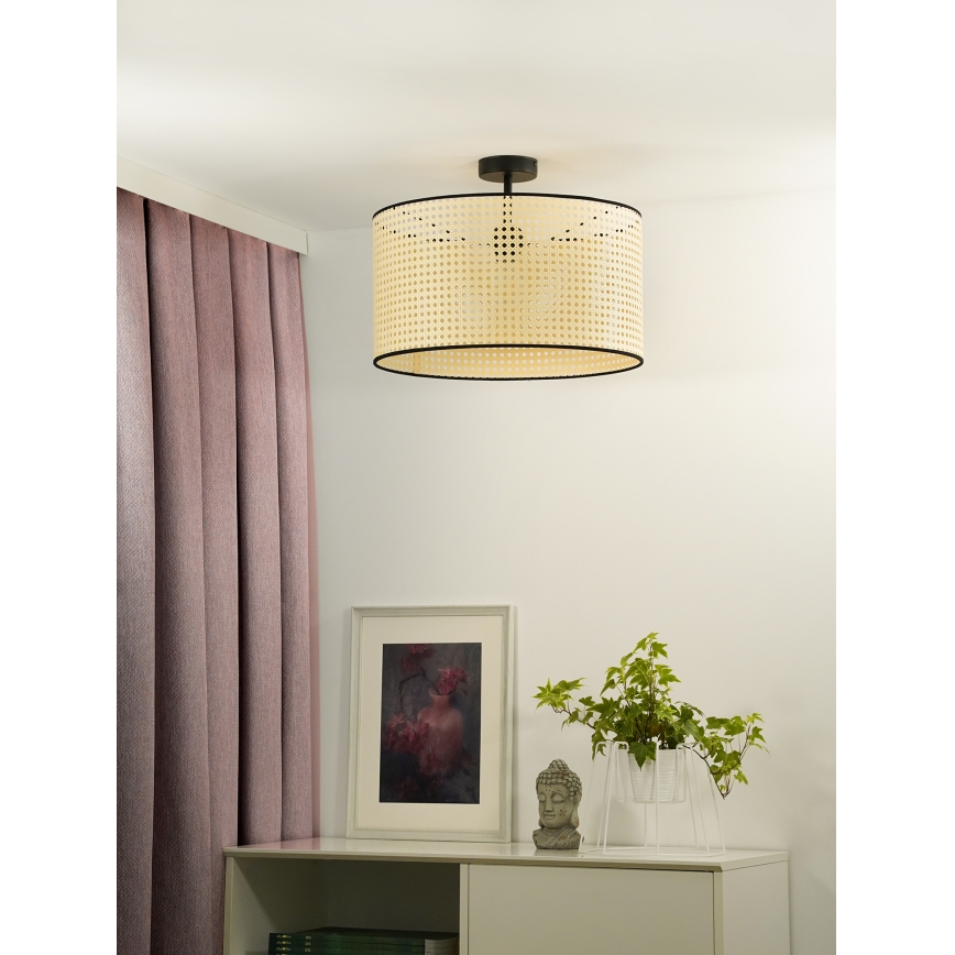Duolla - Припотолочная люстра ROLLER RATTAN 1xE27/15W/230V диаметр 45 см бежевый/черный