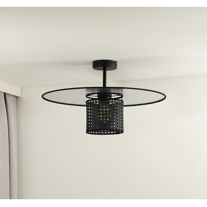 Duolla - Припотолочная люстра TOKYO RATTAN 1xE27/15W/230V диаметр 50 см черный/серебристый