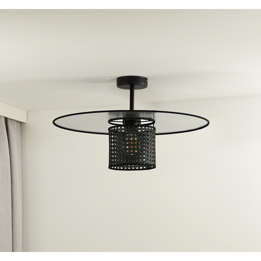 Duolla - Припотолочная люстра TOKYO RATTAN 1xE27/15W/230V диаметр 50 см черный/серебристый