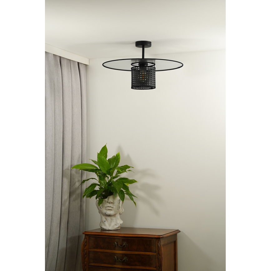 Duolla - Припотолочная люстра TOKYO RATTAN 1xE27/15W/230V диаметр 50 см черный/серебристый
