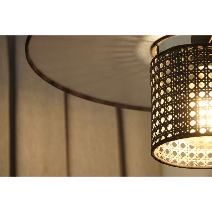 Duolla - Припотолочная люстра TOKYO RATTAN 1xE27/15W/230V диаметр 50 см черный/серебристый