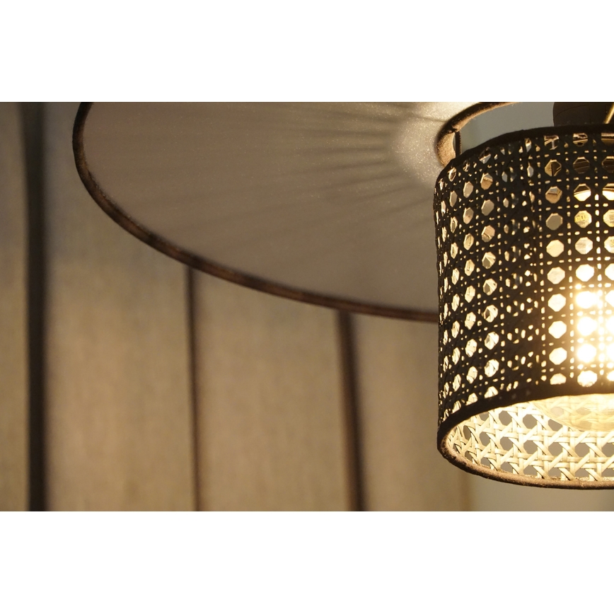 Duolla - Припотолочная люстра TOKYO RATTAN 1xE27/15W/230V диаметр 50 см черный/серебристый