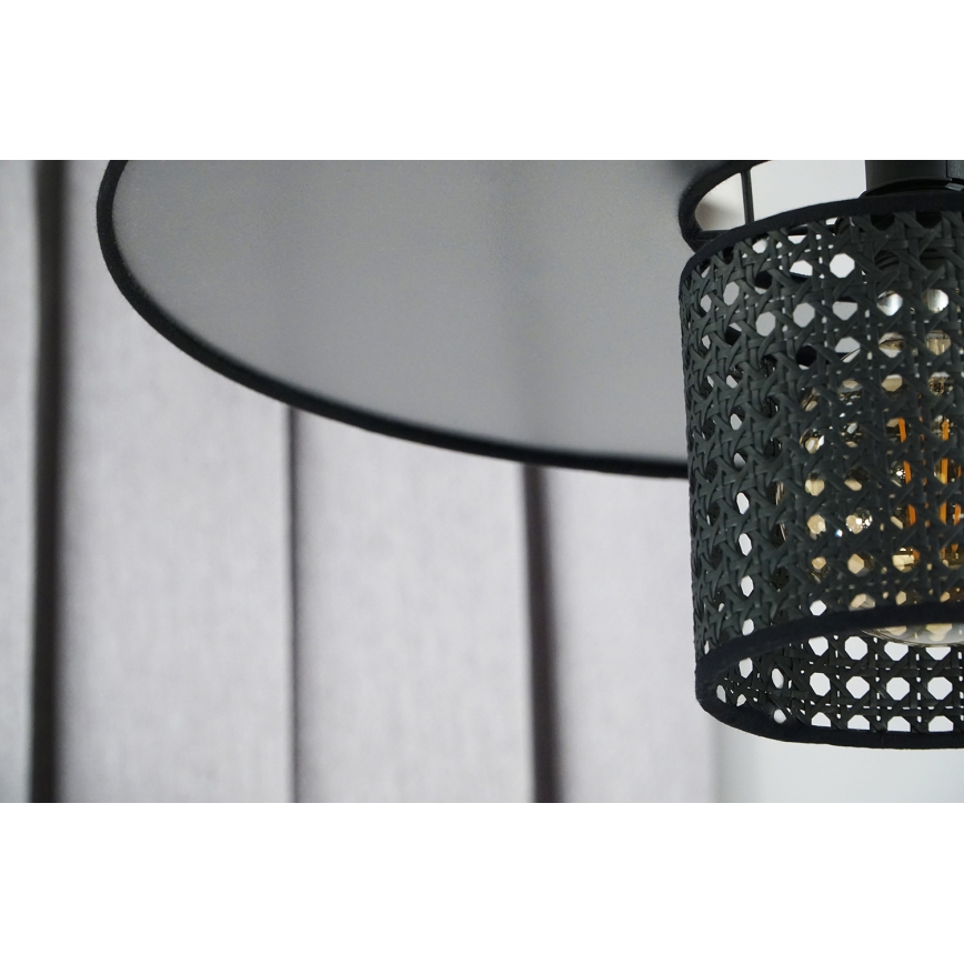 Duolla - Припотолочная люстра TOKYO RATTAN 1xE27/15W/230V диаметр 50 см черный/серебристый