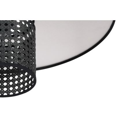 Duolla - Припотолочная люстра TOKYO RATTAN 1xE27/15W/230V диаметр 50 см черный/серебристый