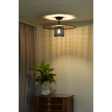 Duolla - Припотолочная люстра TOKYO RATTAN 1xE27/15W/230V диаметр 50 см золотистый/черный