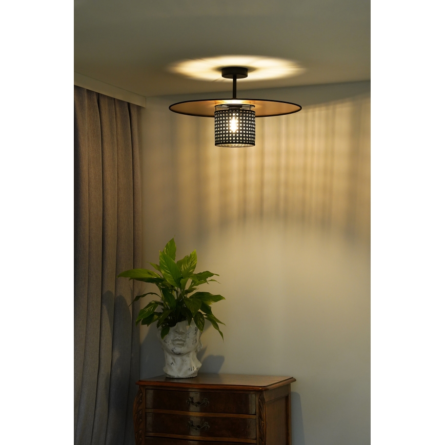 Duolla - Припотолочная люстра TOKYO RATTAN 1xE27/15W/230V диаметр 50 см золотистый/черный
