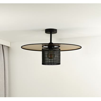 Duolla - Припотолочная люстра TOKYO RATTAN 1xE27/15W/230V диаметр 50 см золотистый/черный
