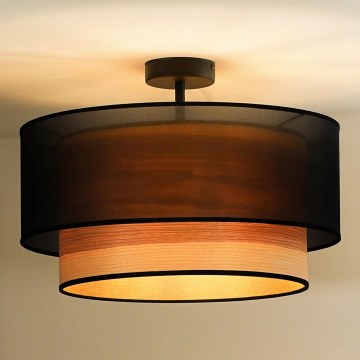 Duolla - Припотолочная люстра WOOD BOHO 1xE27/15W/230V диаметр 45 см черный/бежевый