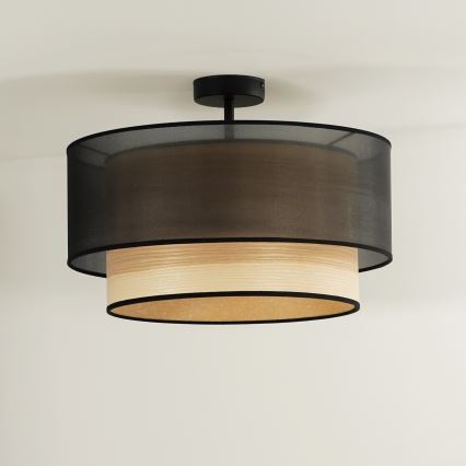 Duolla - Припотолочная люстра WOOD BOHO 1xE27/15W/230V диаметр 45 см черный/бежевый