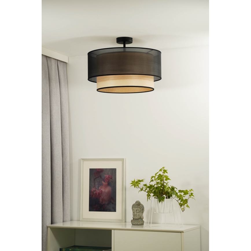 Duolla - Припотолочная люстра WOOD BOHO 1xE27/15W/230V диаметр 45 см черный/бежевый