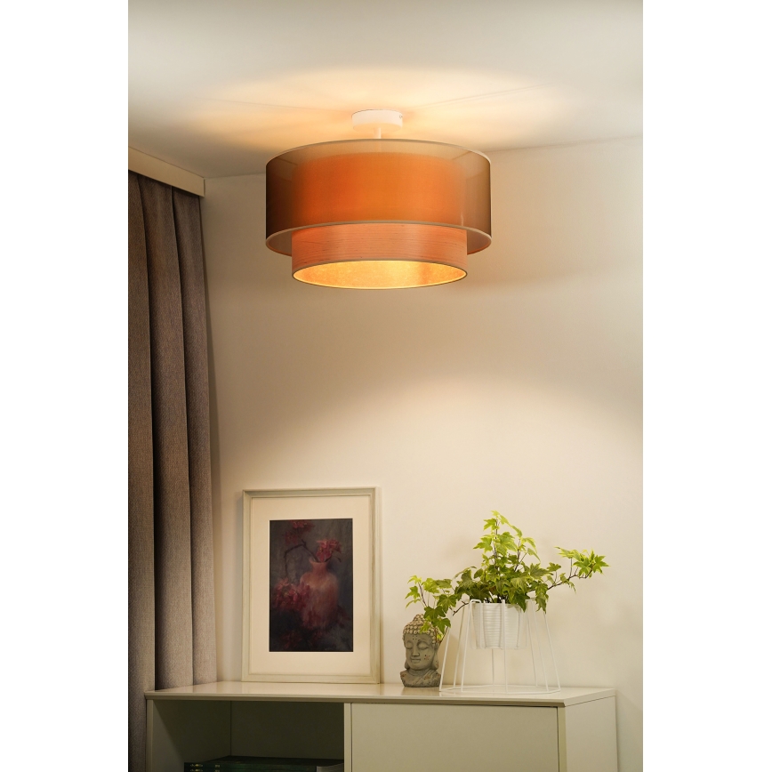 Duolla - Припотолочная люстра WOOD BOHO 1xE27/15W/230V диаметр 45 см медный/бежевый