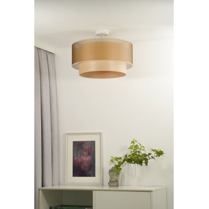 Duolla - Припотолочная люстра WOOD BOHO 1xE27/15W/230V диаметр 45 см медный/бежевый