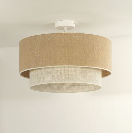 Duolla - Припотолочная люстра YUTE BOHO 1xE27/15W/230V диаметр 45 см коричневый/кремовый