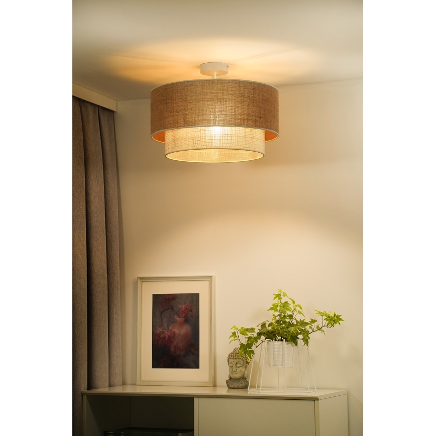 Duolla - Припотолочная люстра YUTE BOHO 3xE27/15W/230V диаметр 60 см коричневый/кремовый