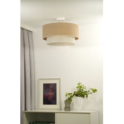 Duolla - Припотолочная люстра YUTE BOHO 3xE27/15W/230V диаметр 60 см коричневый/кремовый