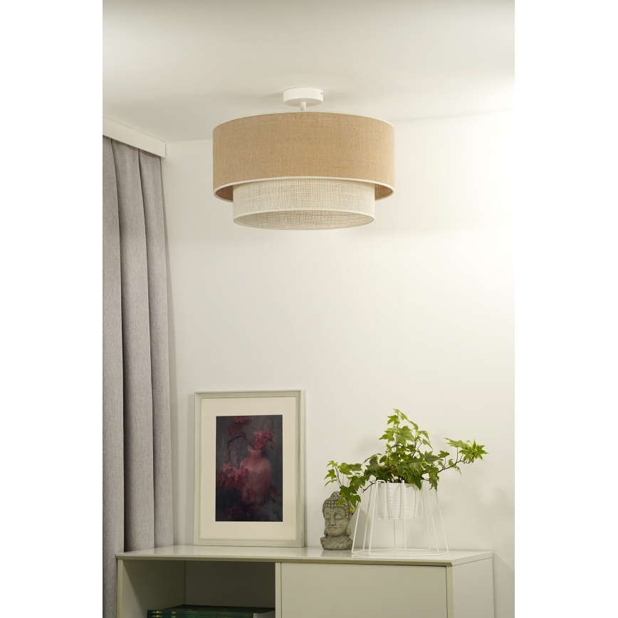 Duolla - Припотолочная люстра YUTE BOHO 3xE27/15W/230V диаметр 60 см коричневый/кремовый