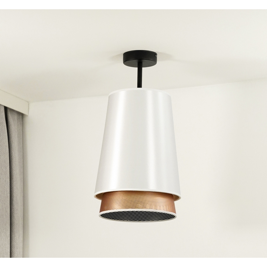 Duolla - Пристельова люстра BELL SHINY 1xE27/15W/230V діаметр 25 см білий/мідний