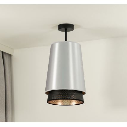 Duolla - Пристельова люстра BELL SHINY 1xE27/15W/230V діаметр 25 см срібний/чорний