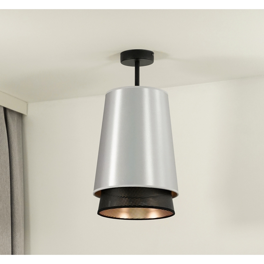 Duolla - Пристельова люстра BELL SHINY 1xE27/15W/230V діаметр 25 см срібний/чорний