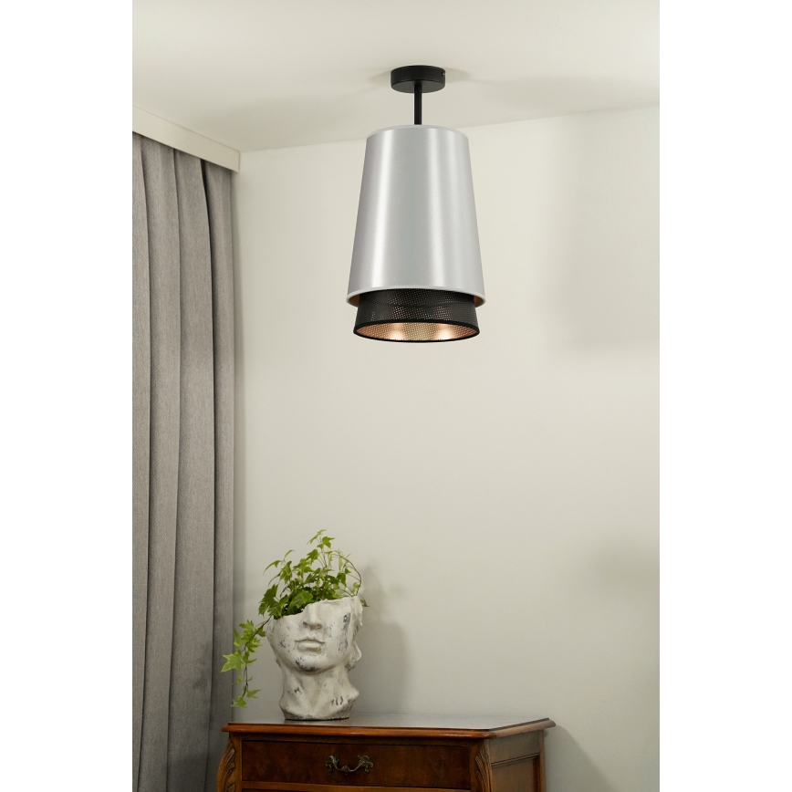 Duolla - Пристельова люстра BELL SHINY 1xE27/15W/230V діаметр 25 см срібний/чорний