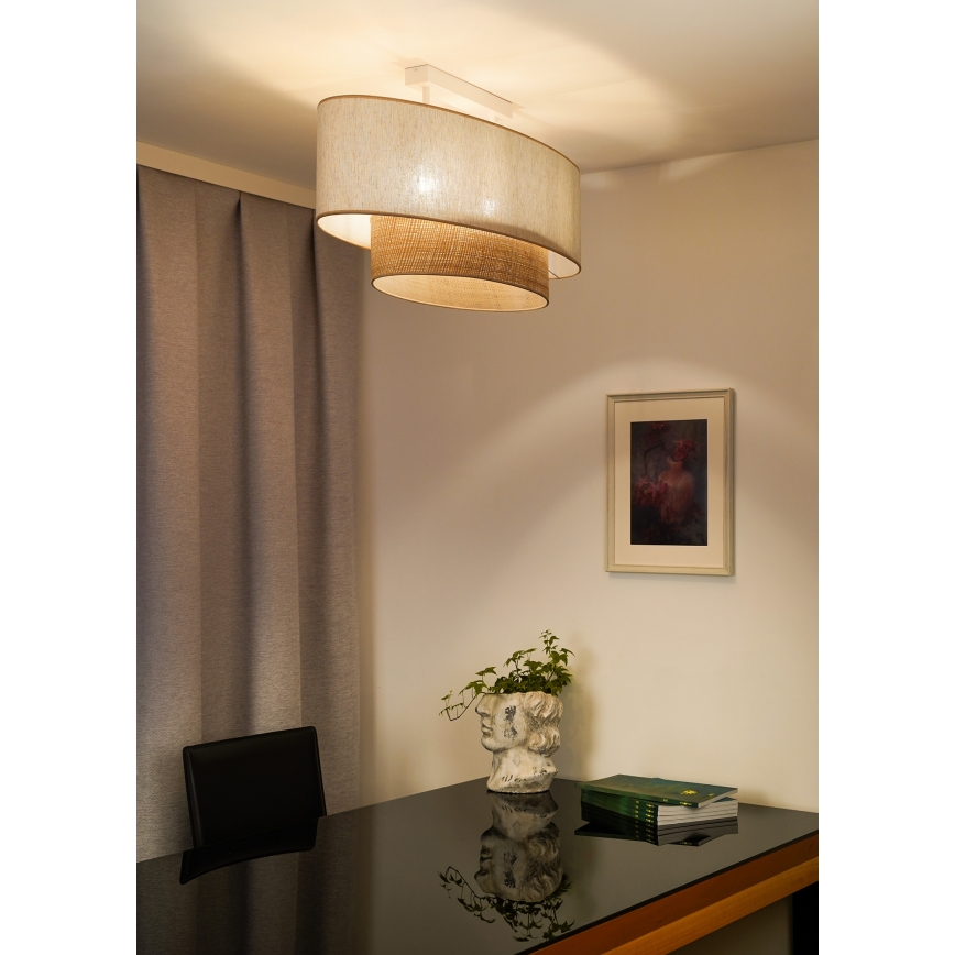Duolla - Пристельова люстра DOUBLE OVAL NATURE 2xE27/15W/230V кремовий/бежевий