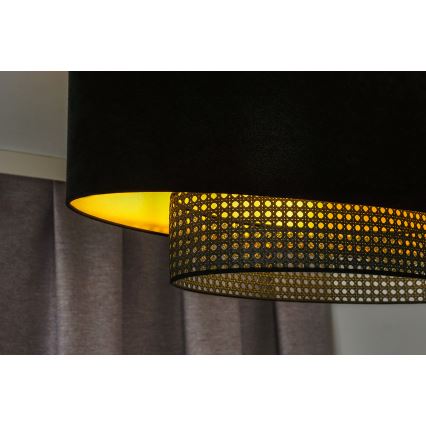 Duolla - Пристельова люстра DOUBLE OVAL RATTAN 2xE27/15W/230V чорний/ротанґ