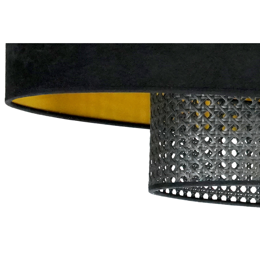 Duolla - Пристельова люстра DOUBLE OVAL RATTAN 2xE27/15W/230V чорний/ротанґ