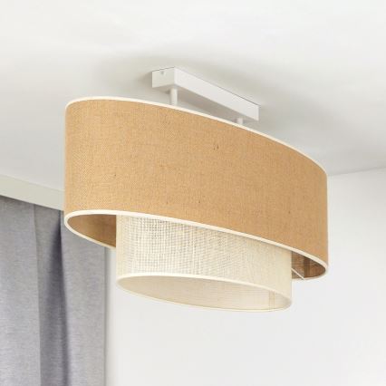 Duolla - Пристельова люстра DOUBLE OVAL YUTE 2xE27/15W/230V коричневий/кремовий