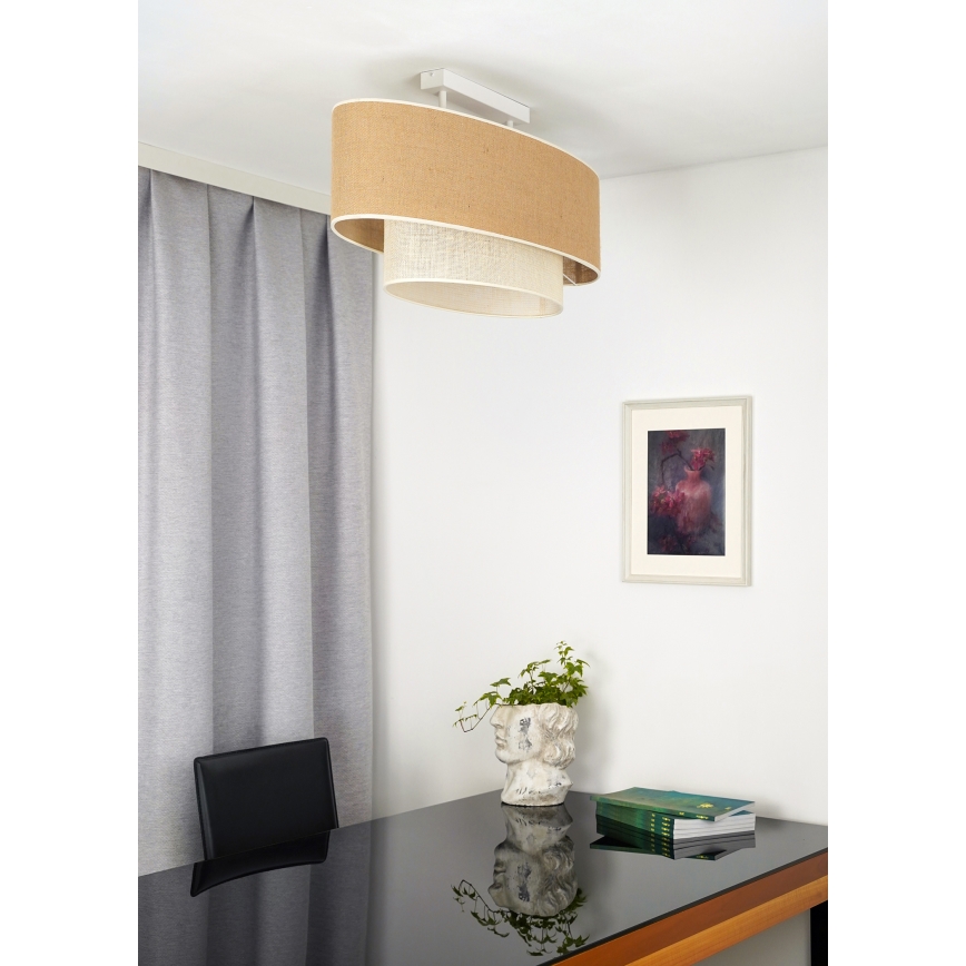Duolla - Пристельова люстра DOUBLE OVAL YUTE 2xE27/15W/230V коричневий/кремовий