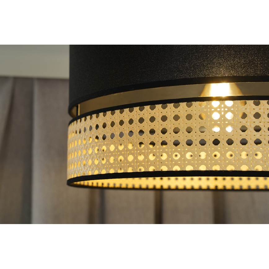 Duolla - Пристельова люстра DOUBLE RATTAN 1xE27/15W/230V діаметр 40 см чорний/бежевий