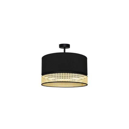 Duolla - Пристельова люстра DOUBLE RATTAN 1xE27/15W/230V діаметр 40 см чорний/бежевий