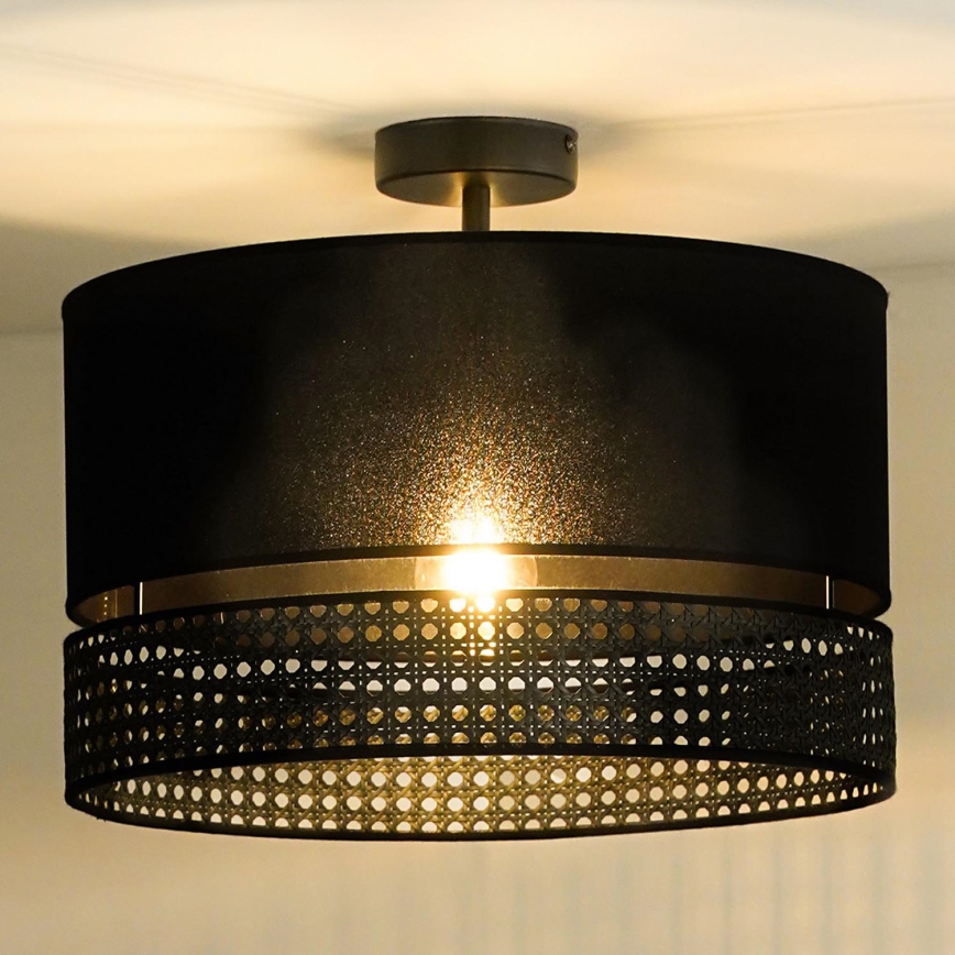 Duolla - Пристельова люстра DOUBLE RATTAN 1xE27/15W/230V діаметр 40 см чорний