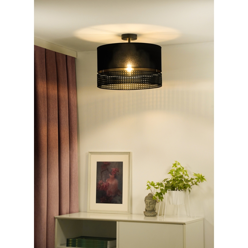Duolla - Пристельова люстра DOUBLE RATTAN 1xE27/15W/230V діаметр 40 см чорний