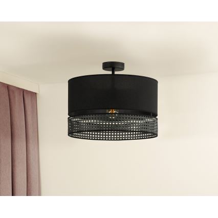 Duolla - Пристельова люстра DOUBLE RATTAN 1xE27/15W/230V діаметр 40 см чорний