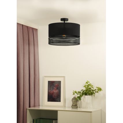 Duolla - Пристельова люстра DOUBLE RATTAN 1xE27/15W/230V діаметр 40 см чорний