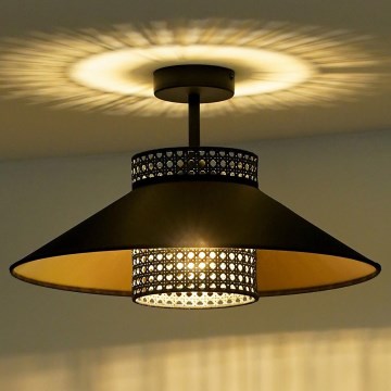 Duolla - Пристельова люстра RIO RATTAN 1xE27/15W/230V діаметр 45 см чорний/золотий