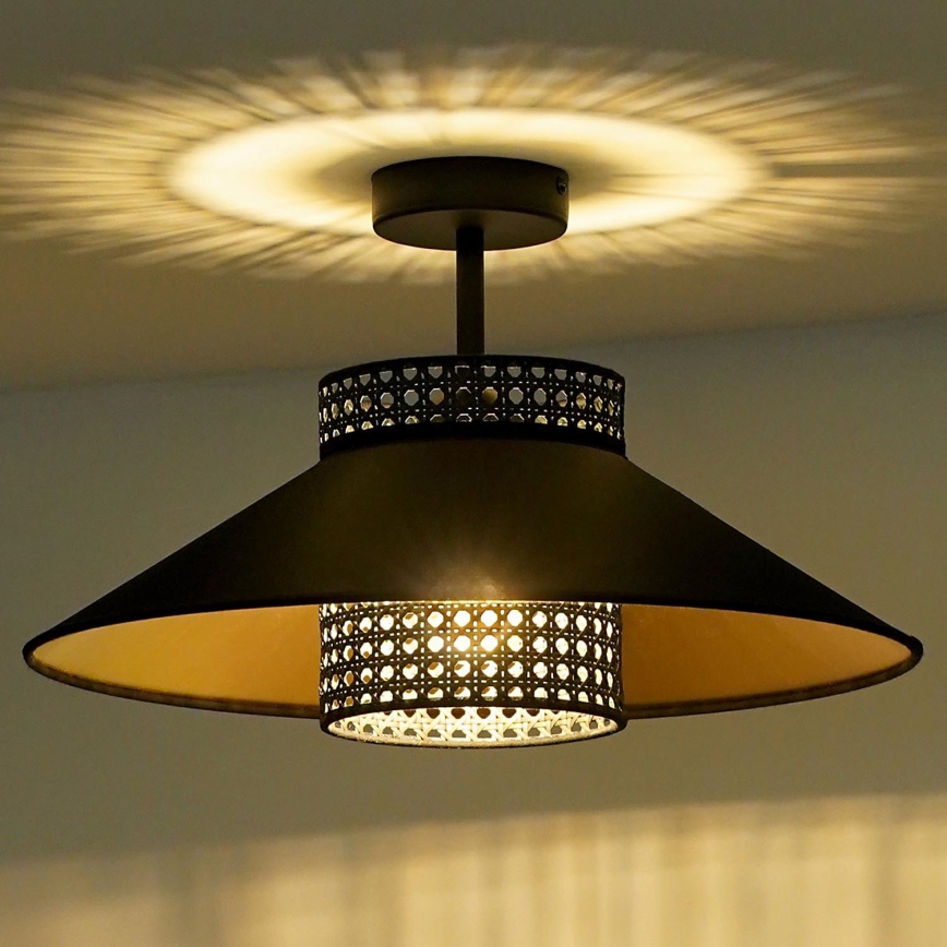 Duolla - Пристельова люстра RIO RATTAN 1xE27/15W/230V діаметр 45 см чорний/золотий