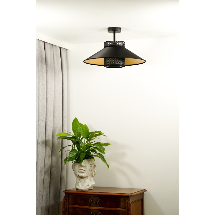 Duolla - Пристельова люстра RIO RATTAN 1xE27/15W/230V діаметр 45 см чорний/золотий