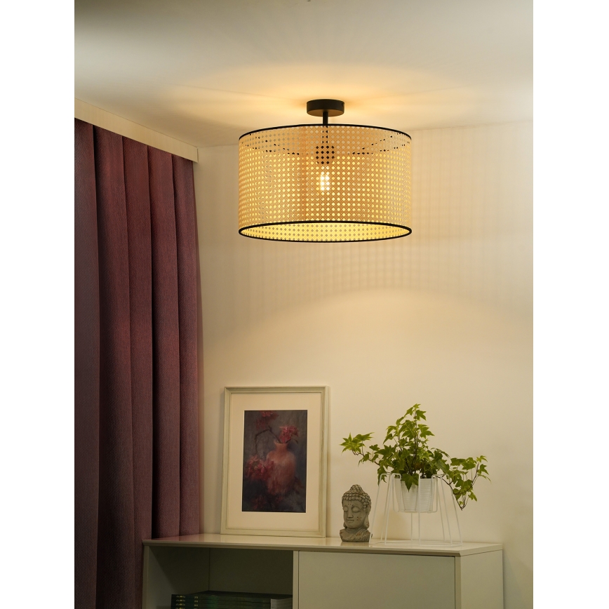 Duolla - Пристельова люстра ROLLER RATTAN 1xE27/15W/230V діаметр 45 см бежевий/чорний