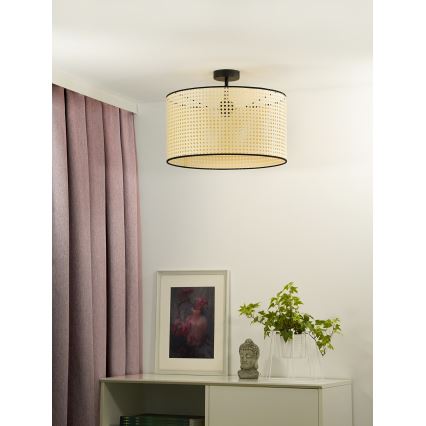 Duolla - Пристельова люстра ROLLER RATTAN 1xE27/15W/230V діаметр 45 см бежевий/чорний